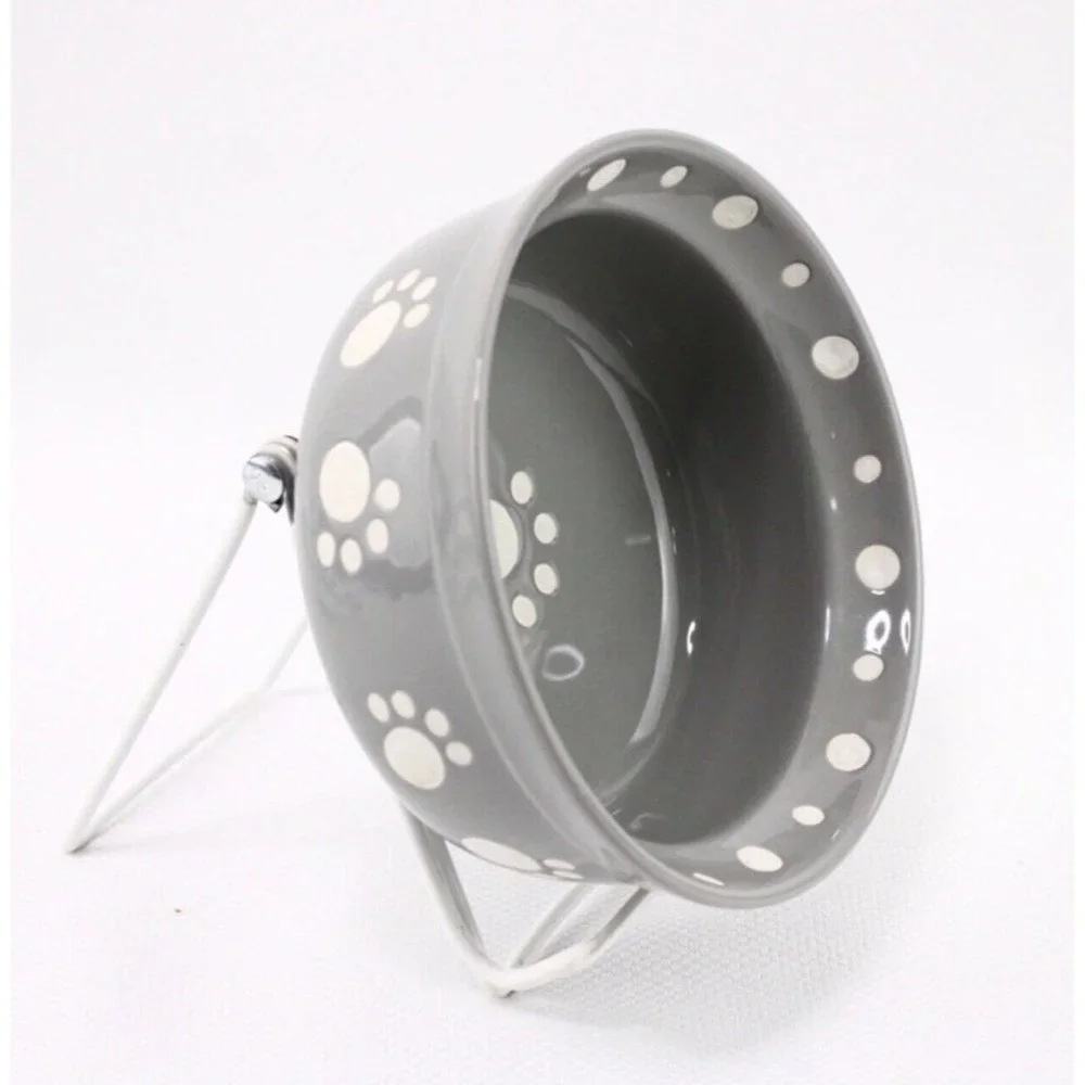 1 Pet Bowls Signature Paws 5” White-Gray Bowl New